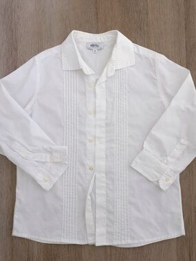 White Pleated Front Button-Down Shirt for Kids